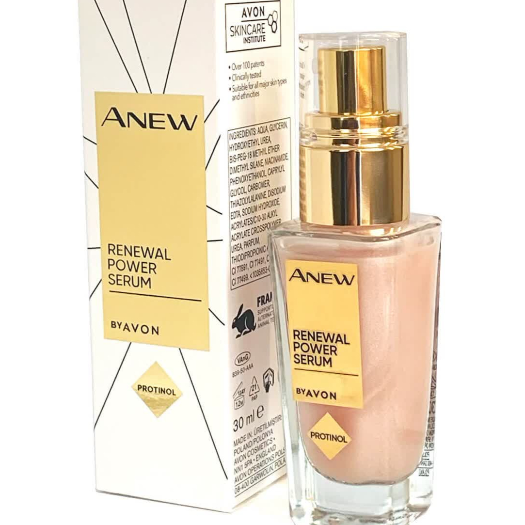 سرم جوانساز پوست آوون Anew مدل Renewal Power Serum حجم 30 میلی لیتر - این سرم لیفتینگ صورت آوون برای انواع پوست ها با هر سنی مناسب بوده و محدودیت استفاده ندارد   
این سرم شگفت انگیز از فناوری Protinol پشتیبانی میکند که باعث تقویت کلاژن طبیعی پوست شده و باعث میشود پوستی با خطوط کمتر و سفت و انعطاف پذیر داشته باشید
تکنولوژی niacinamide استفاده شده در این سرم آوون از ک ...